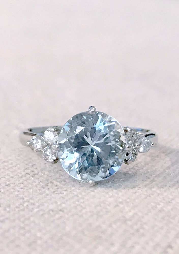 Aquamarine and Diamond Ring